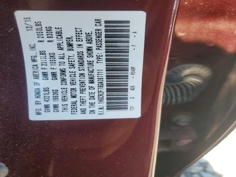 Продажа на аукционе авто 2016 Honda Accord, vin: 1HGCR2F79GA097711, номер лота: 53988986