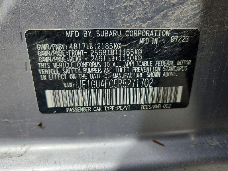 Продаж на аукціоні авто 2024 Subaru Impreza, vin: JF1GUAFC5R8271702, номер лоту: 54809606