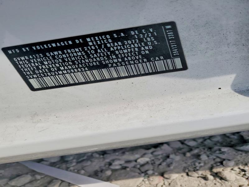 54407846 :رقم المزاد ، 3VWC57BU3MM098934 vin ، 2021 Volkswagen Jetta مزاد بيع