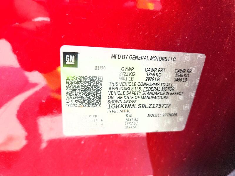 Aukcja sprzedaży 2020 Gmc Acadia, vin: 1GKKNMLS9LZ175737, numer aukcji: 54422796