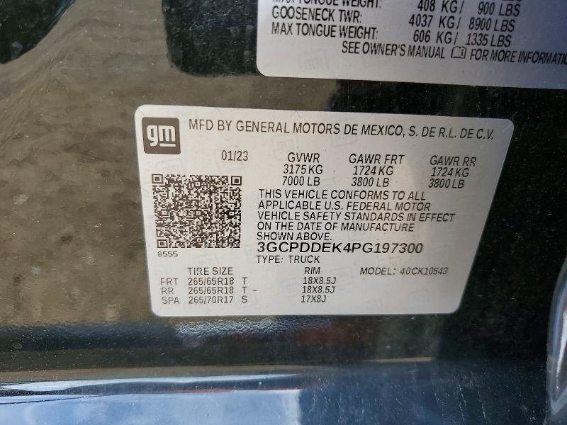 2023 Chevrolet Silverado მანქანა იყიდება აუქციონზე, vin: 3GCPDDEK4PG197300, აუქციონის ნომერი: 55088906