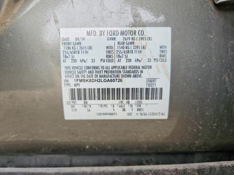53885806 :رقم المزاد ، 1FMSK8DH2LGA60726 vin ، 2020 Ford Explorer مزاد بيع