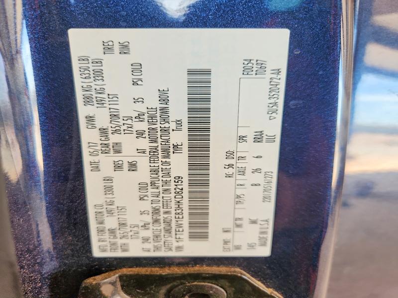Aukcja sprzedaży 2017 Ford F150, vin: 1FTEW1E83HKD82159, numer aukcji: 54705096