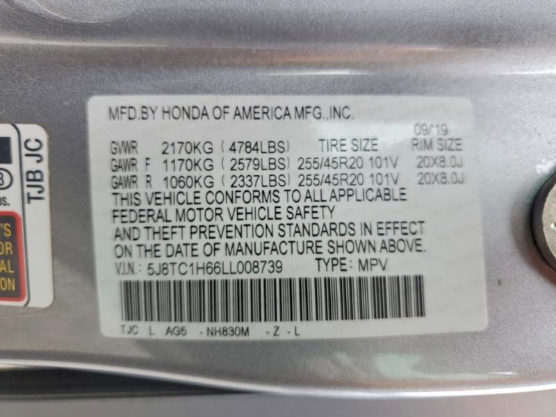 Aukcja sprzedaży 2020 Acura Rdx, vin: 5J8TC1H66LL008739, numer aukcji: 52362216