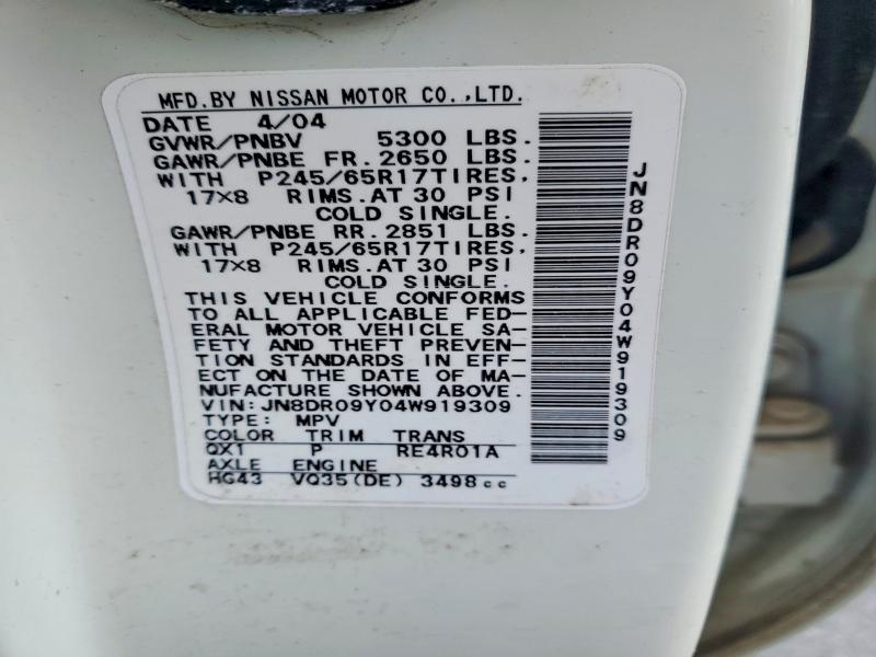 Продажа на аукционе авто 2004 Nissan Pathfinder, vin: JN8DR09Y04W919309, номер лота: 53886526