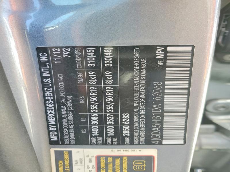 Aukcja sprzedaży 2013 Mercedes-benz Ml, vin: 4JGDA5HB1DA162068, numer aukcji: 53122336