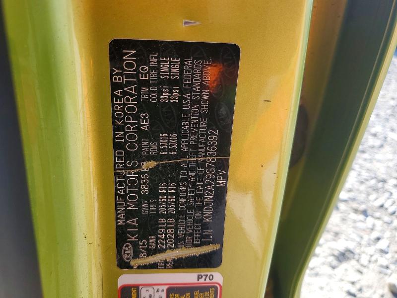 Aukcja sprzedaży 2016 Kia Soul, vin: KNDJN2A29G7836392, numer aukcji: 53983216