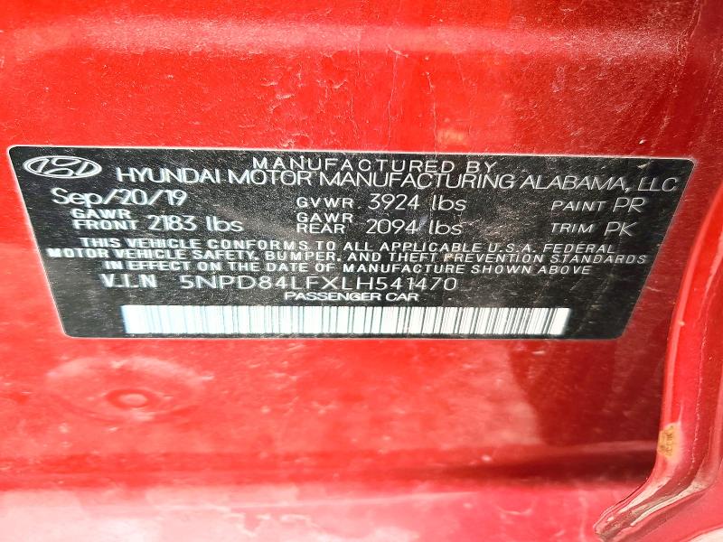 53876166 :رقم المزاد ، 5NPD84LFXLH541470 vin ، 2020 Hyundai Elantra مزاد بيع
