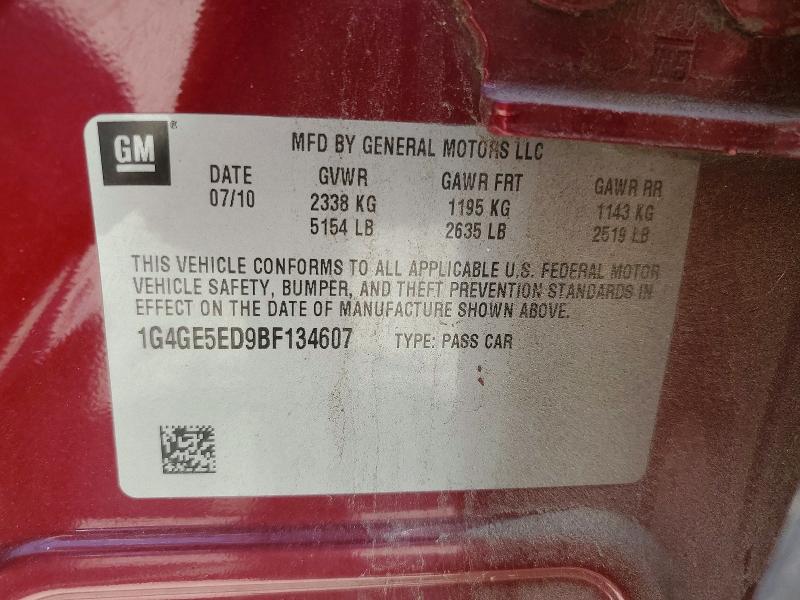 53409456 :رقم المزاد ، 1G4GE5ED9BF134607 vin ، 2011 Buick Lacrosse مزاد بيع