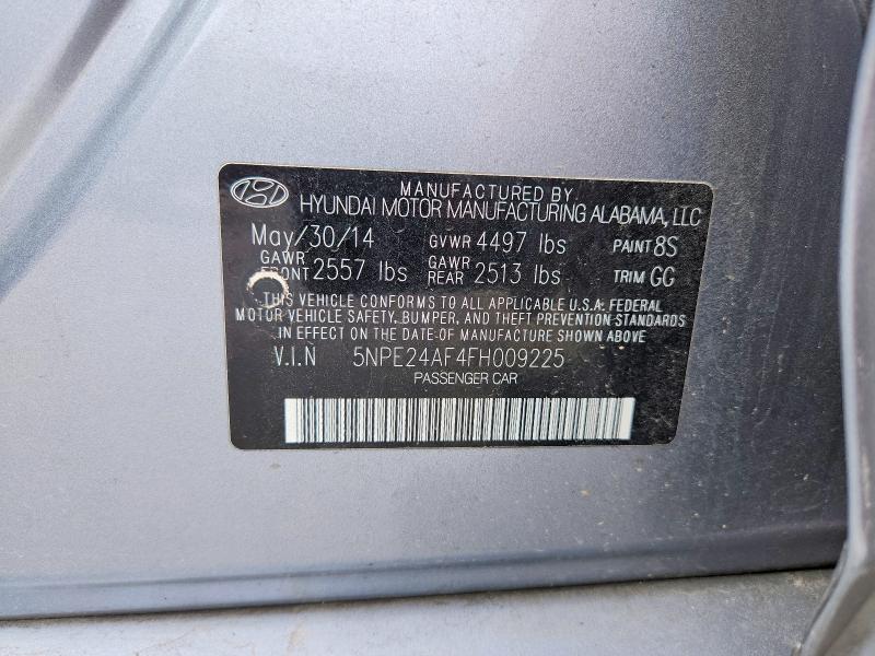 2015 Hyundai Sonata მანქანა იყიდება აუქციონზე, vin: 5NPE24AF4FH009225, აუქციონის ნომერი: 54533206