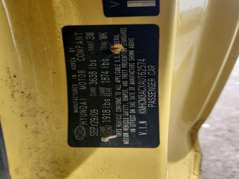 2010 Hyundai Accent მანქანა იყიდება აუქციონზე, vin: KMHCM3ACXAU162574, აუქციონის ნომერი: 54803156