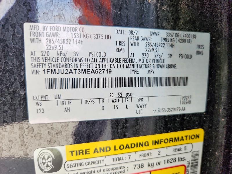 2021 Ford Expedition მანქანა იყიდება აუქციონზე, vin: 1FMJU2AT3MEA62719, აუქციონის ნომერი: 54293356
