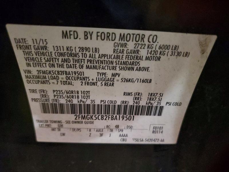 Aukcja sprzedaży 2015 Ford Flex, vin: 2FMGK5C82FBA19501, numer aukcji: 54200266