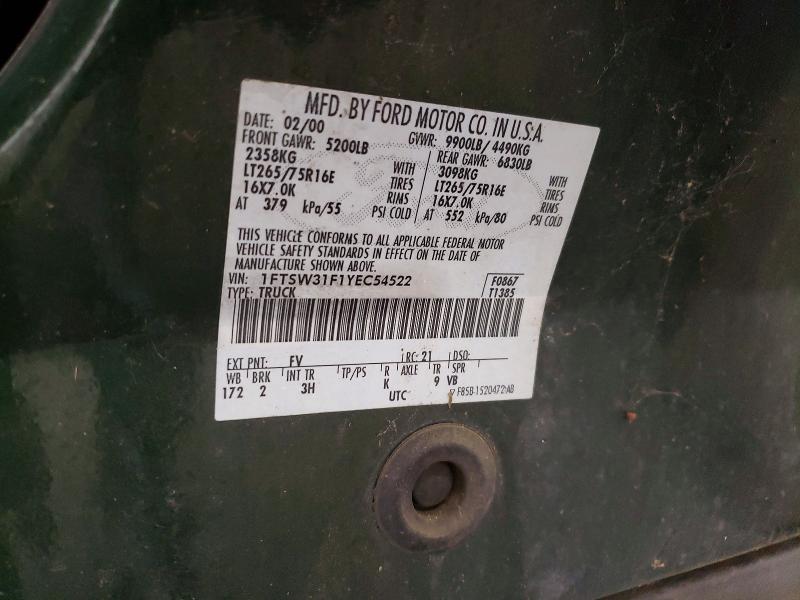 Продажа на аукционе авто 2000 Ford F350, vin: 1FTSW31F1YEC54522, номер лота: 53277066
