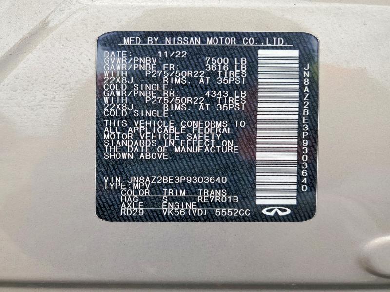Aukcja sprzedaży 2023 Infiniti Qx80, vin: JN8AZ2BE3P9303640, numer aukcji: 51597906