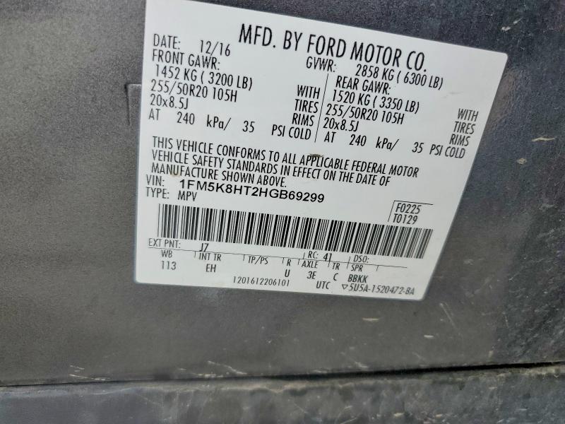Aukcja sprzedaży 2017 Ford Explorer, vin: 1FM5K8HT2HGB69299, numer aukcji: 52397586