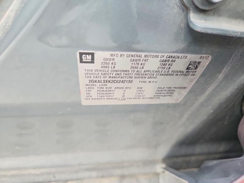 53813276 :رقم المزاد ، 2GKALSEK2C6242130 vin ، 2012 Gmc Terrain مزاد بيع