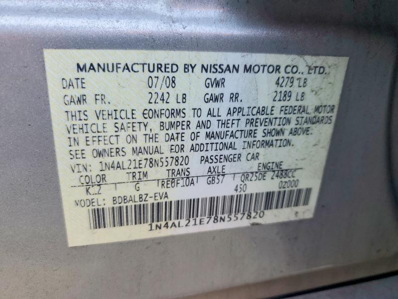 51845156 :رقم المزاد ، 1N4AL21E78N557820 vin ، 2008 Nissan Altima مزاد بيع