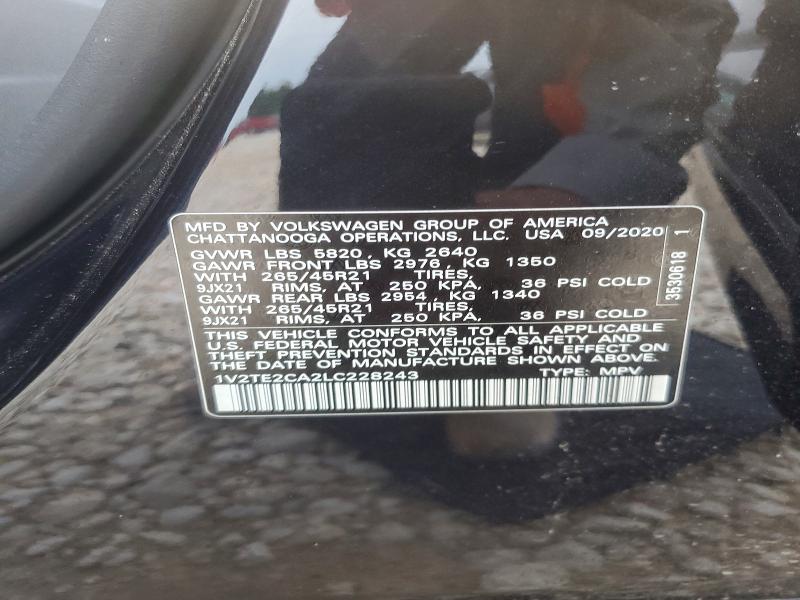 54230516 :رقم المزاد ، 1V2TE2CA2LC228243 vin ، 2020 Volkswagen Atlas Cross Sport مزاد بيع