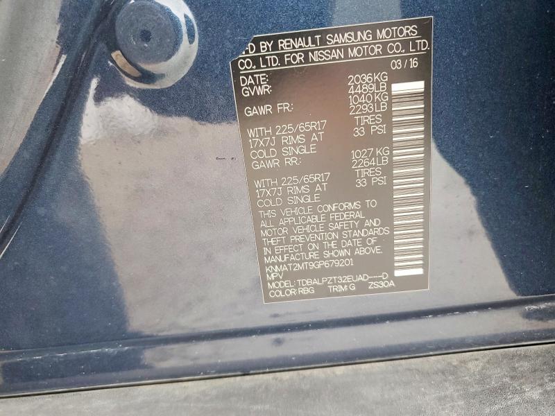 54519666 :رقم المزاد ، KNMAT2MT9GP679201 vin ، 2016 Nissan Rogue مزاد بيع