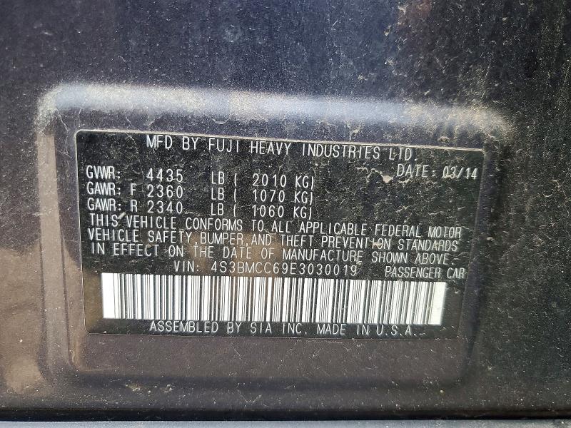 52484816 :رقم المزاد ، 4S3BMCC69E3030019 vin ، 2014 Subaru Legacy مزاد بيع