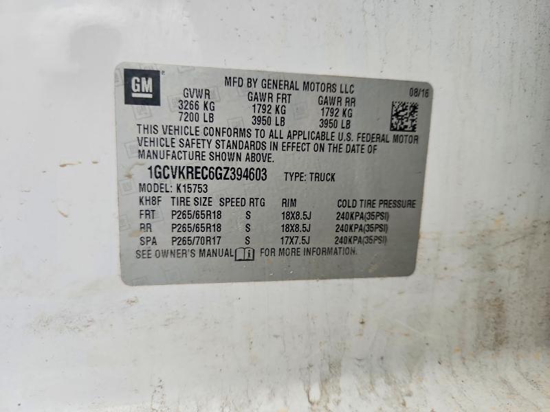 2016 Chevrolet Silverado მანქანა იყიდება აუქციონზე, vin: 1GCVKREC6GZ394603, აუქციონის ნომერი: 52726146
