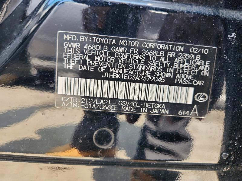 Продажа на аукционе авто 2010 Lexus Es, vin: JTHBK1EG3A2379045, номер лота: 53641996
