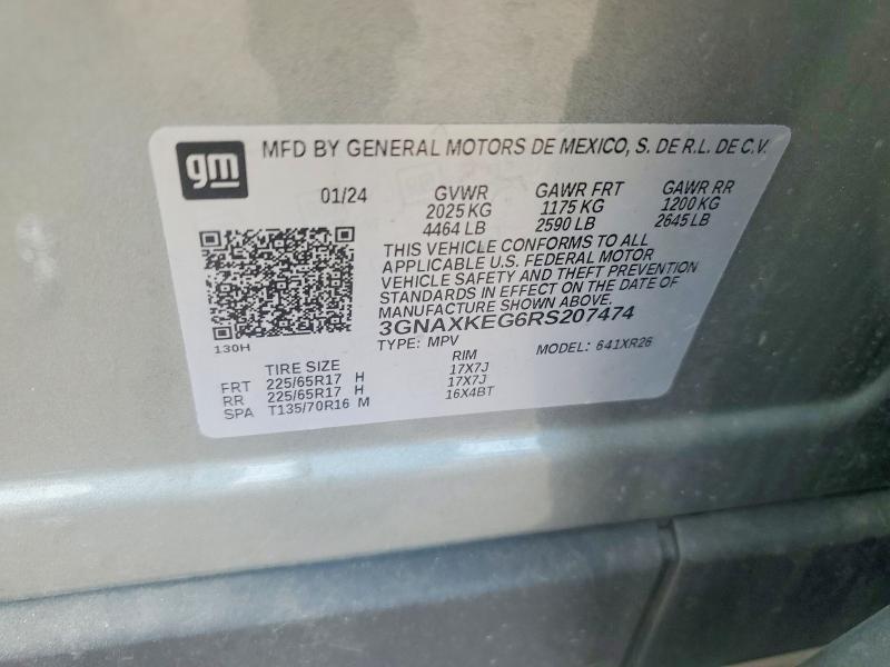 Aukcja sprzedaży 2024 Chevrolet Equinox, vin: 3GNAXKEG6RS207474, numer aukcji: 54395916
