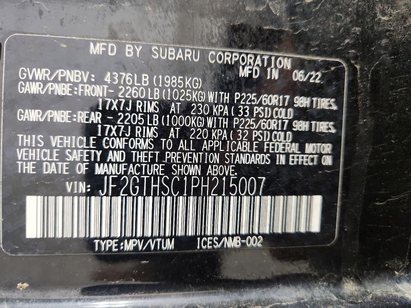 Aukcja sprzedaży 2023 Subaru Crosstrek, vin: JF2GTHSC1PH215007, numer aukcji: 51665506