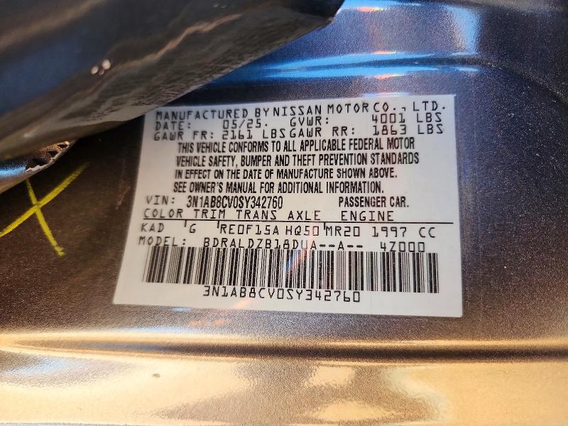 2025 Nissan Sentra მანქანა იყიდება აუქციონზე, vin: 3N1AB8CV0SY342760, აუქციონის ნომერი: 53623486