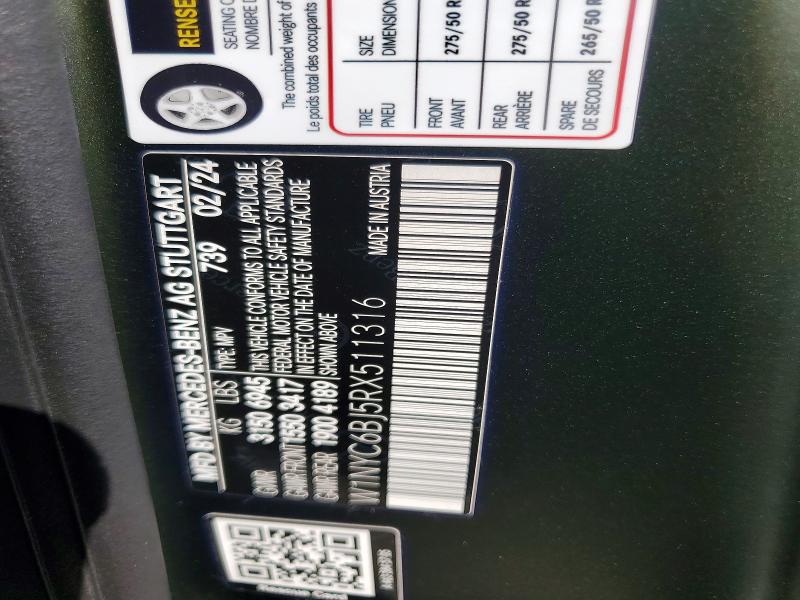 Продажа на аукционе авто 2024 Mercedes-benz G, vin: W1NYC6BJ5RX511316, номер лота: 53635106