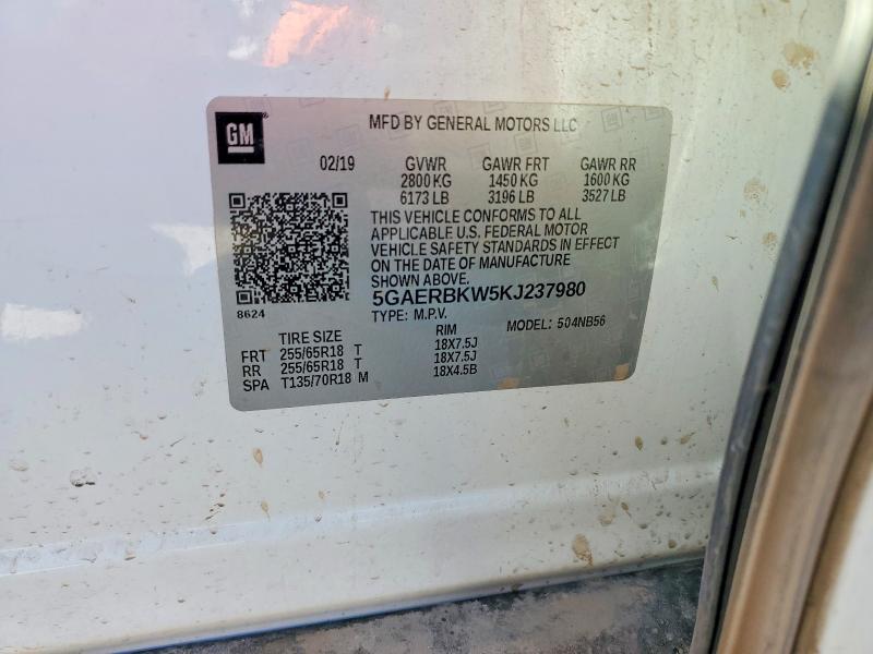 52579296 :رقم المزاد ، 5GAERBKW5KJ237980 vin ، 2019 Buick Enclave مزاد بيع