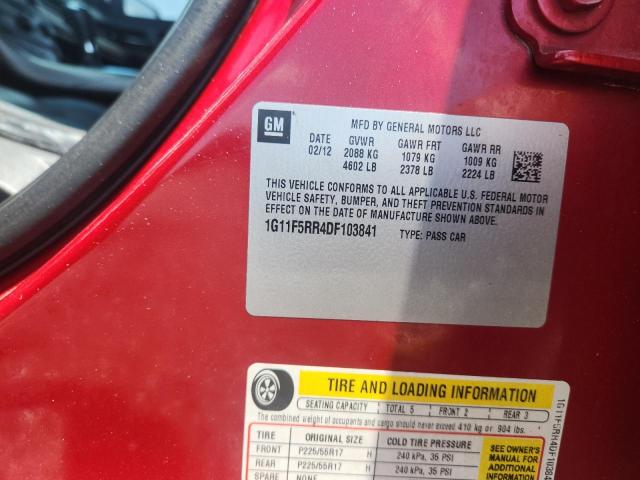 52381446 :رقم المزاد ، 1G11F5RR4DF103841 vin ، 2013 Chevrolet Malibu مزاد بيع