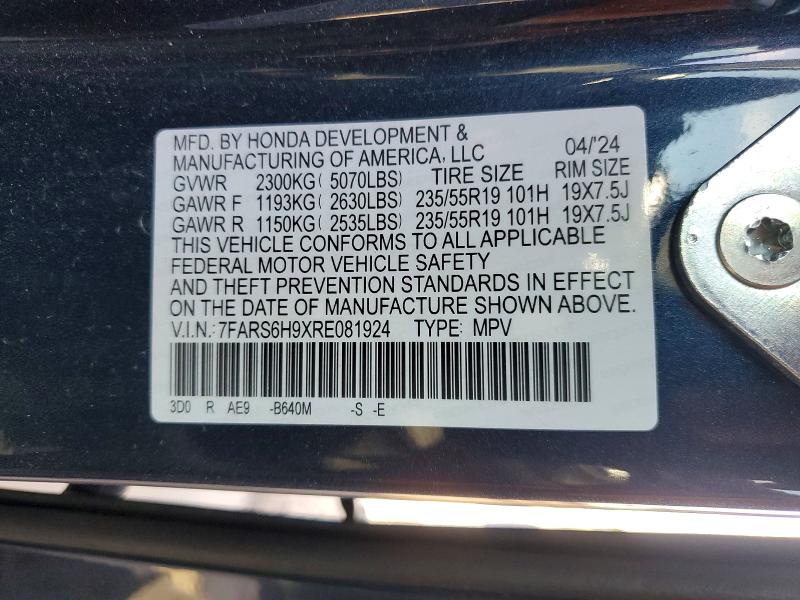 Aukcja sprzedaży 2024 Honda Cr-v, vin: 7FARS6H9XRE081924, numer aukcji: 54980186