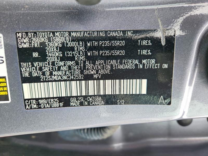 Продажа на аукционе авто 2022 Lexus Rx, vin: 2T2SZMDA3NC342592, номер лота: 52321876