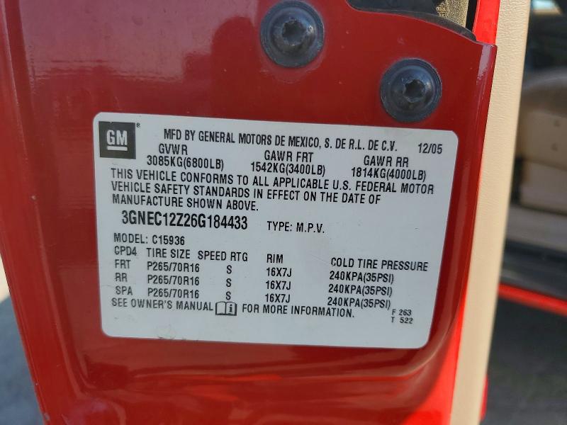 2006 Chevrolet Avalanche მანქანა იყიდება აუქციონზე, vin: 3GNEC12Z26G184433, აუქციონის ნომერი: 52715976