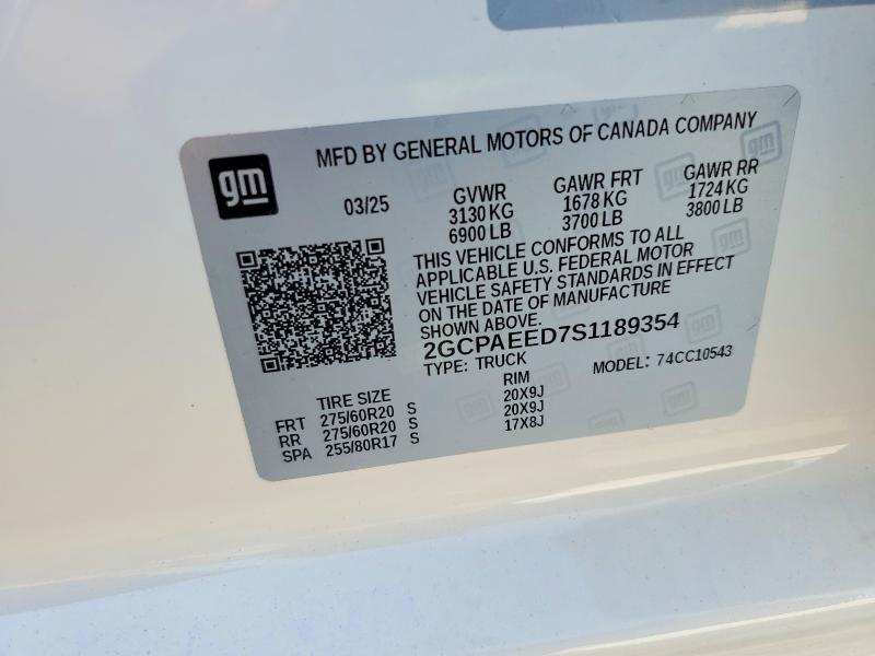 Продаж на аукціоні авто 2025 Chevrolet Silverado, vin: 2GCPAEED7S1189354, номер лоту: 53707156