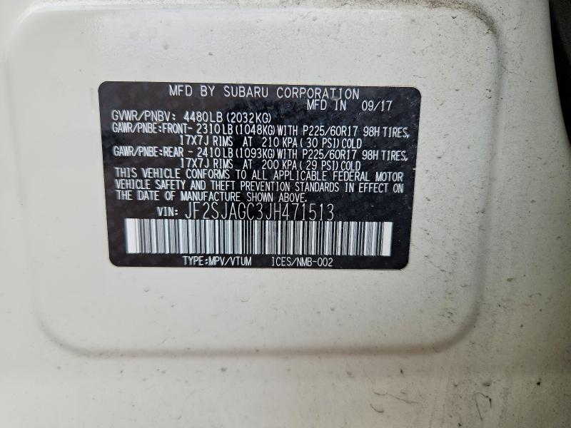 Продаж на аукціоні авто 2018 Subaru Forester, vin: JF2SJAGC3JH471513, номер лоту: 54044156