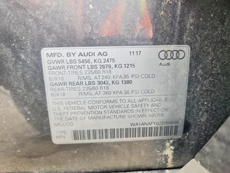 Продаж на аукціоні авто 2018 Audi Q5, vin: WA1ANAFY0J2095846, номер лоту: 53238056