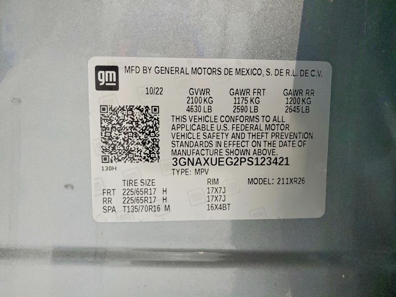 Aukcja sprzedaży 2023 Chevrolet Equinox, vin: 3GNAXUEG2PS123421, numer aukcji: 53253256