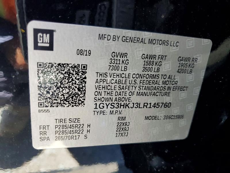 Продаж на аукціоні авто 2020 Cadillac Escalade, vin: 1GYS3HKJ3LR145760, номер лоту: 52838866