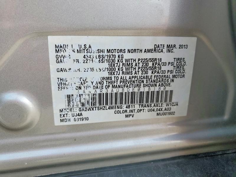 Продаж на аукціоні авто 2013 Mitsubishi Outlander Sport, vin: 4A4AR3AU8DE018180, номер лоту: 54708296