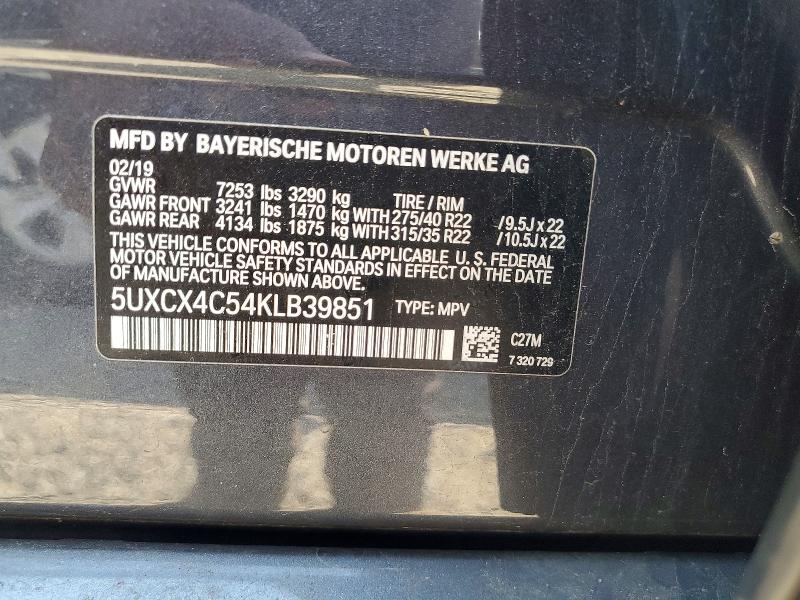 54086056 :رقم المزاد ، 5UXCX4C54KLB39851 vin ، 2019 Bmw X7 مزاد بيع