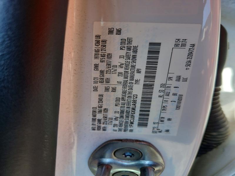 Aukcja sprzedaży 2021 Ford Escape, vin: 1FMCU0F6XMUA98123, numer aukcji: 53450996