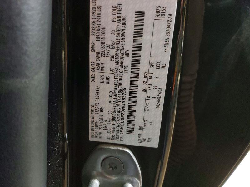 Продажа на аукционе авто 2022 Ford Escape, vin: 1FMCU0EZ9NUA83755, номер лота: 55195936