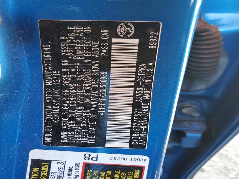 2016 Toyota Camry მანქანა იყიდება აუქციონზე, vin: 4T1BF1FK3GU560969, აუქციონის ნომერი: 52712146