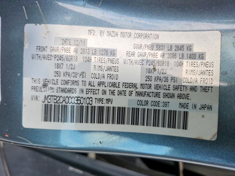 Продаж на аукціоні авто 2012 Mazda Cx-9, vin: JM3TB2CA0C0350103, номер лоту: 52732936