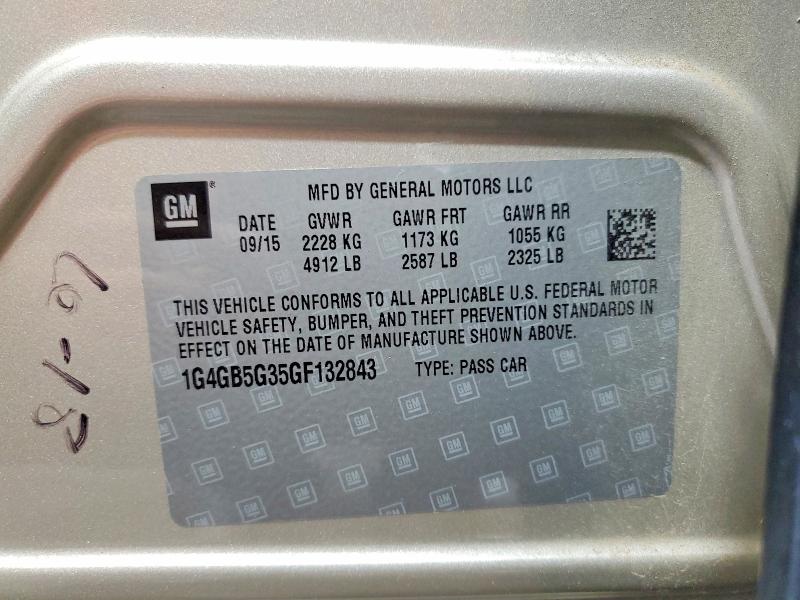 2016 Buick Lacrosse მანქანა იყიდება აუქციონზე, vin: 1G4GB5G35GF132843, აუქციონის ნომერი: 55134856