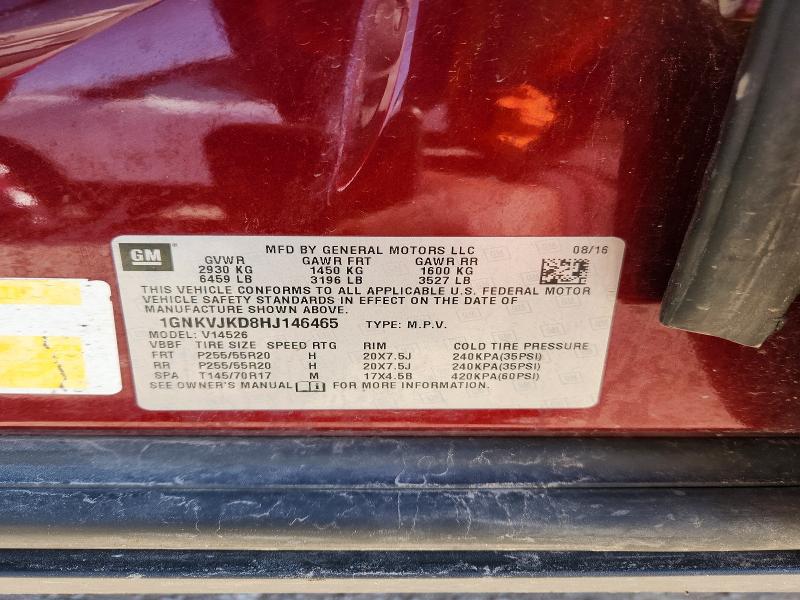 2017 Chevrolet Traverse მანქანა იყიდება აუქციონზე, vin: 1GNKVJKD8HJ146465, აუქციონის ნომერი: 51979086