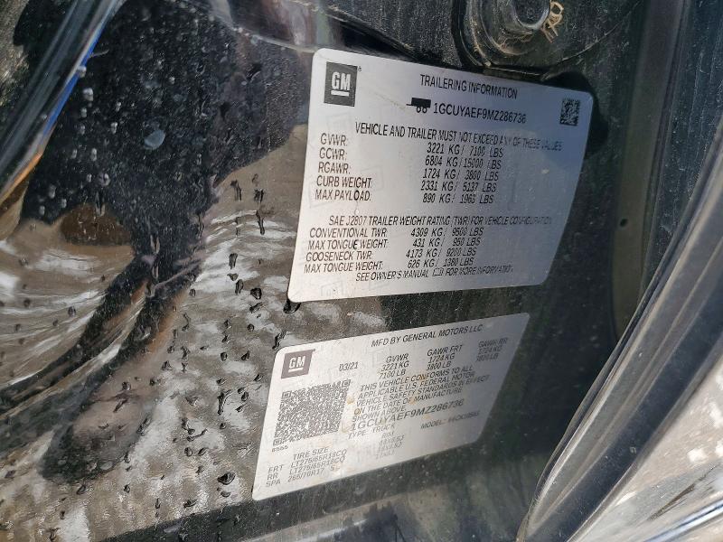 54202926 :رقم المزاد ، 1GCUYAEF9MZ286736 vin ، 2021 Chevrolet Silverado مزاد بيع